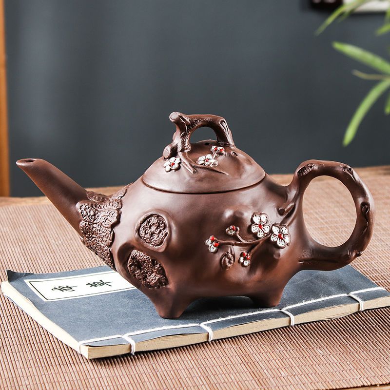 ✩ 絕版收藏！正宗宜興紫砂朱泥長嘴供春壺 ❘ 黃金大容量500cc ❘ 純手工浮雕匠製，泡茶更香